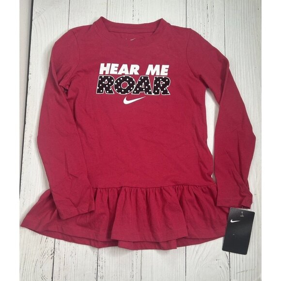 Nike Other - Nike Youth Girls Hear Me Roar T Shirt Long Sleeve Ruffle Top Size 6x NWT